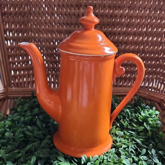 Vintage Rare Orange Josef Lenhart Schneider Teapot Czechoslavakia - Picture 1 of 11